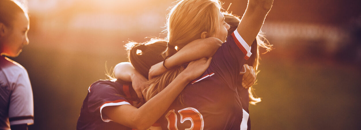 Celebrating the victory after soccer match!