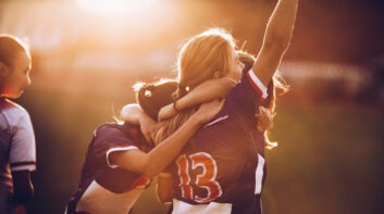 Celebrating the victory after soccer match!