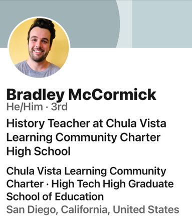 Screenshot of Bradley McCormick's  LinkedIn