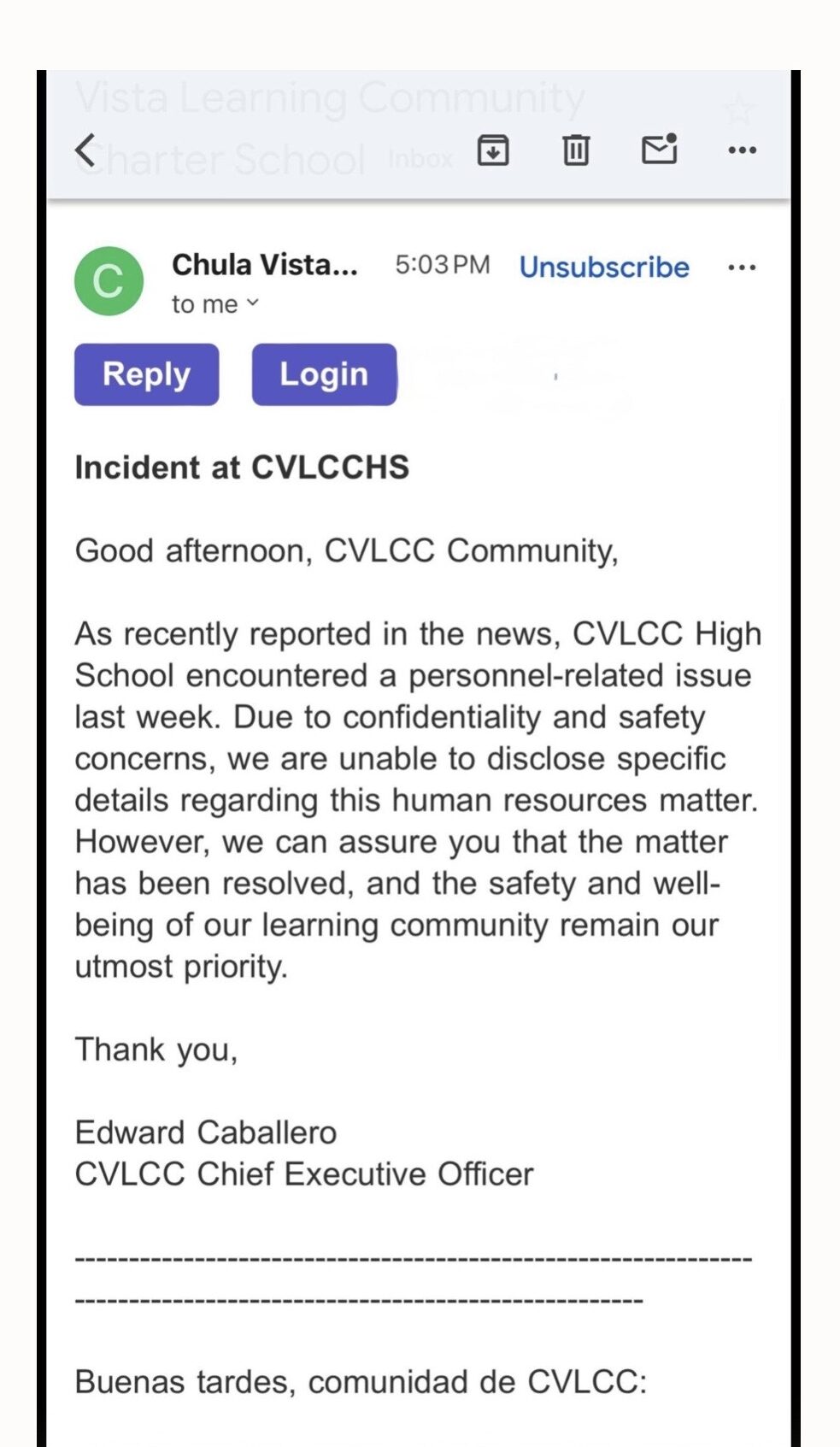 CVLCC CEO Email Obtained by IW Features
