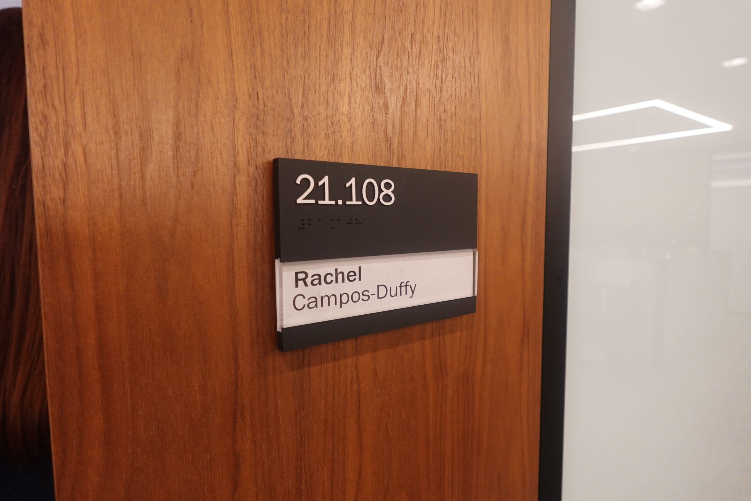 Rachel Campus-Duffy’s nameplate on her office door in Fox News Headquarters in New York City