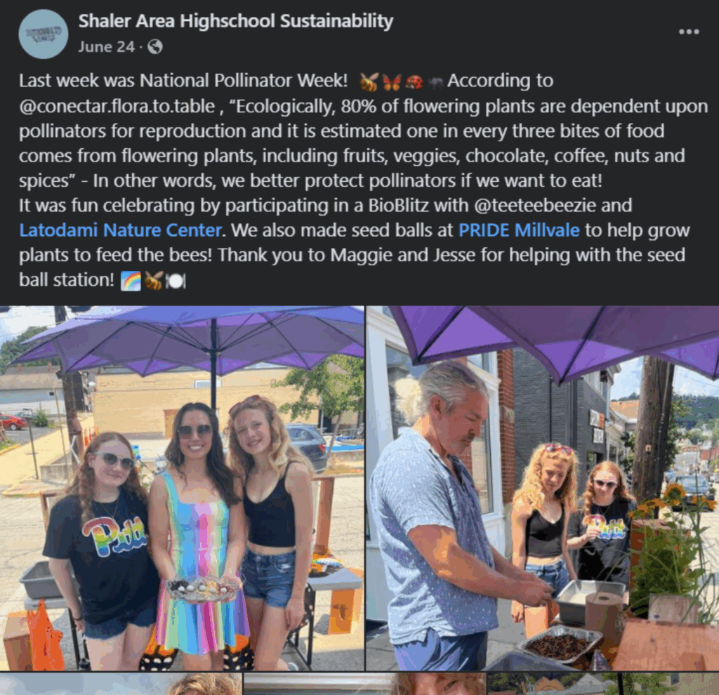Facebook post of Nilson and students at a Pride event
