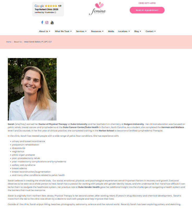 Sarah Bellon Femina Website