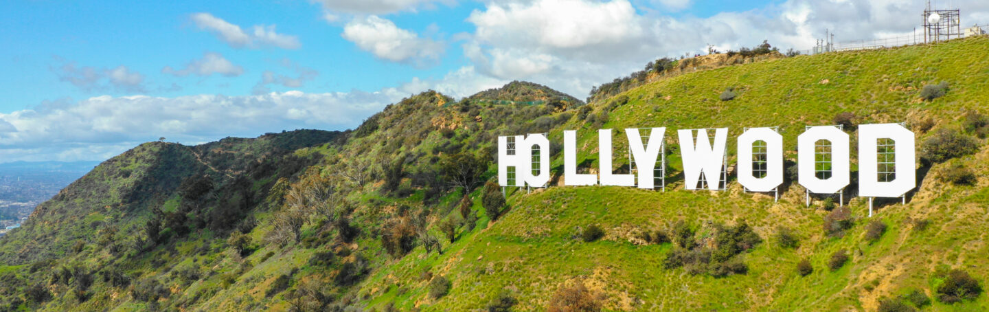 Aerial photo of the Hollywood sign a world famous tourist destination