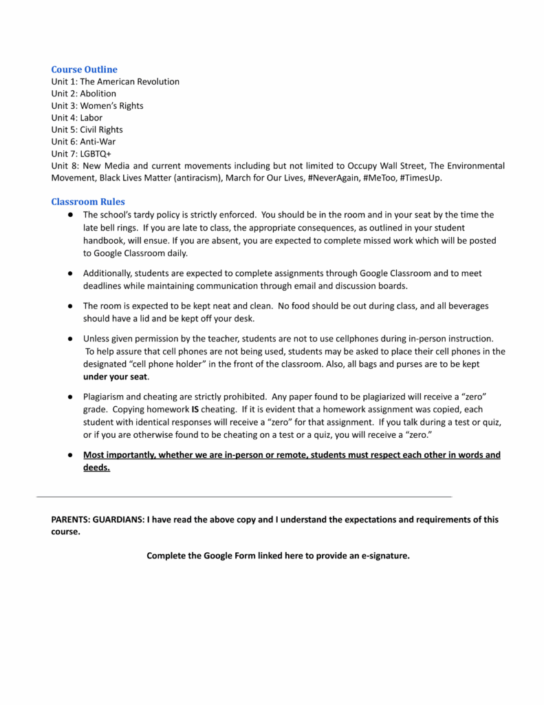The Language of Activism course syllabus obtained by IW Features - page 2