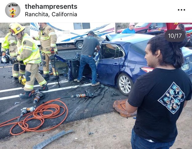 Aftermath of accident near Julian California