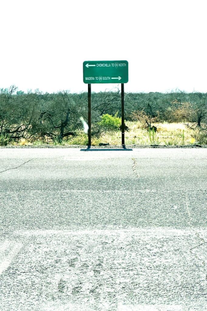 Chowchilla and Madera road sign