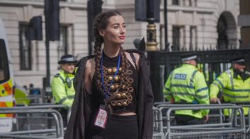 Jade Warwick standing on a closed road in the UK