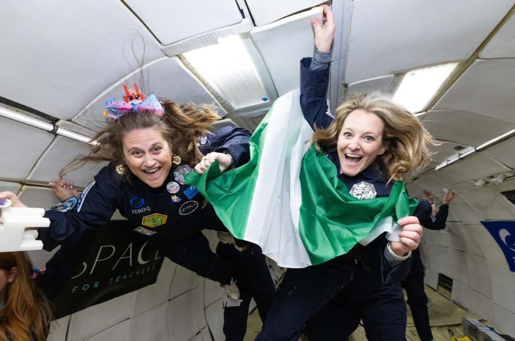 Megan Tucker aboard a microgravity flight