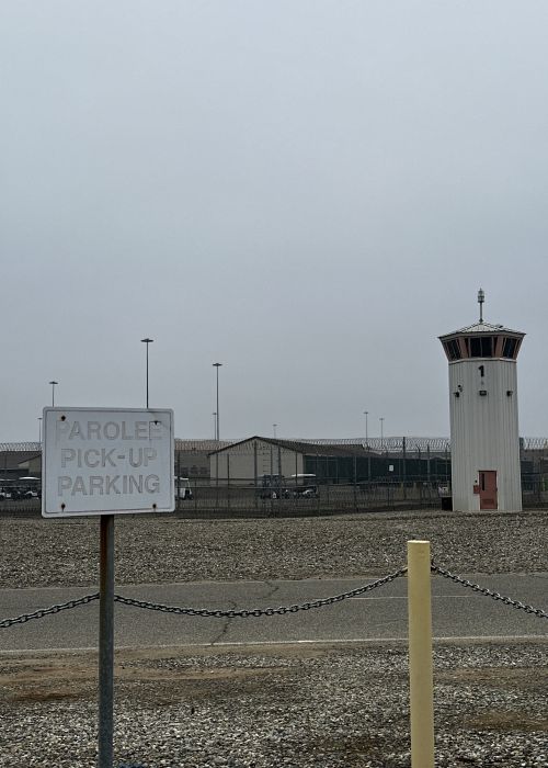 Parole sign outside a women's prison