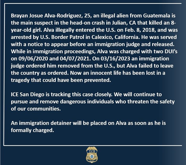 Statement from ICE San Diego