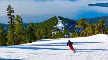 Skier by Lake Tahoe