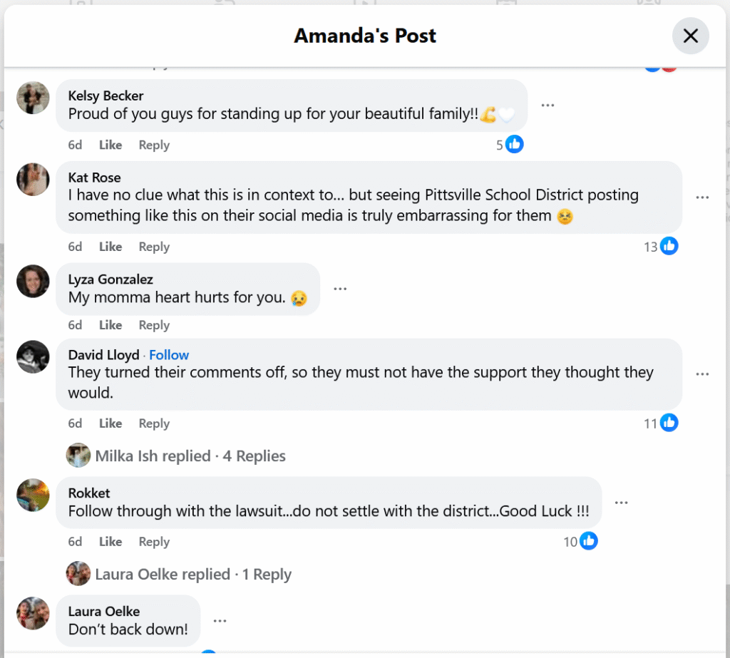 Responses to Amanda Vogel Facebook Post
