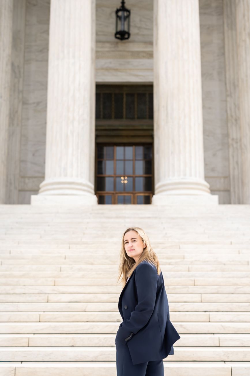 Emily Jashinsky on the steps of the Supreme Court 4