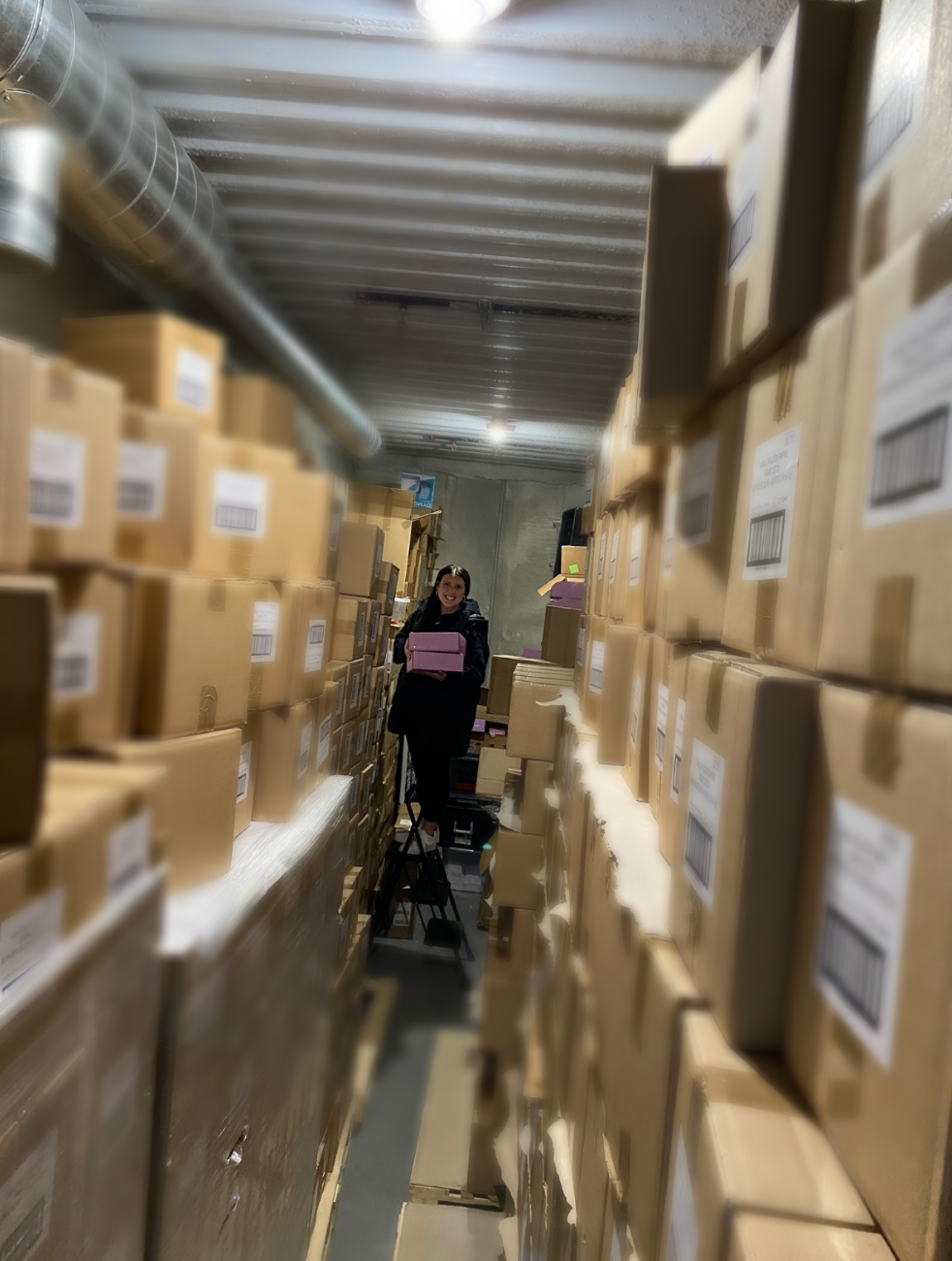 Macy Maxson in Garnuu's warehouse