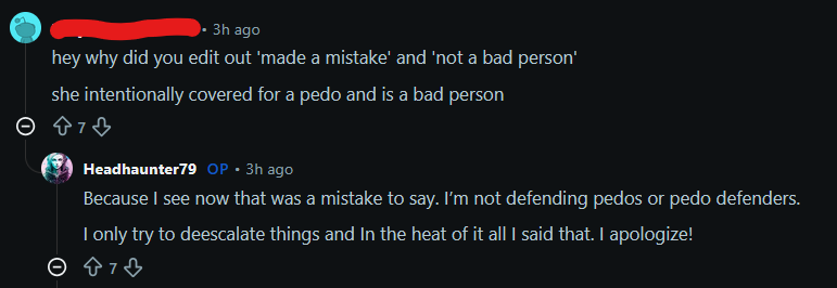 Mod explaining post edits