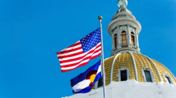 Colorado capitol and state flag