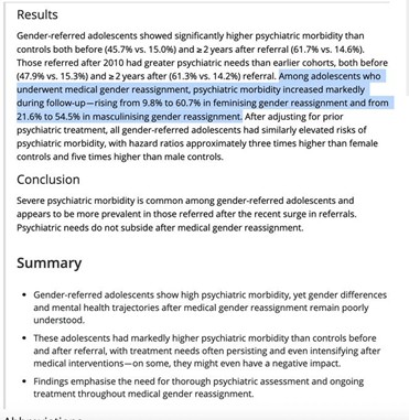 Pictured: Adolescents undergoing sex-rejecting procedures experience high psychiatric morbidity 