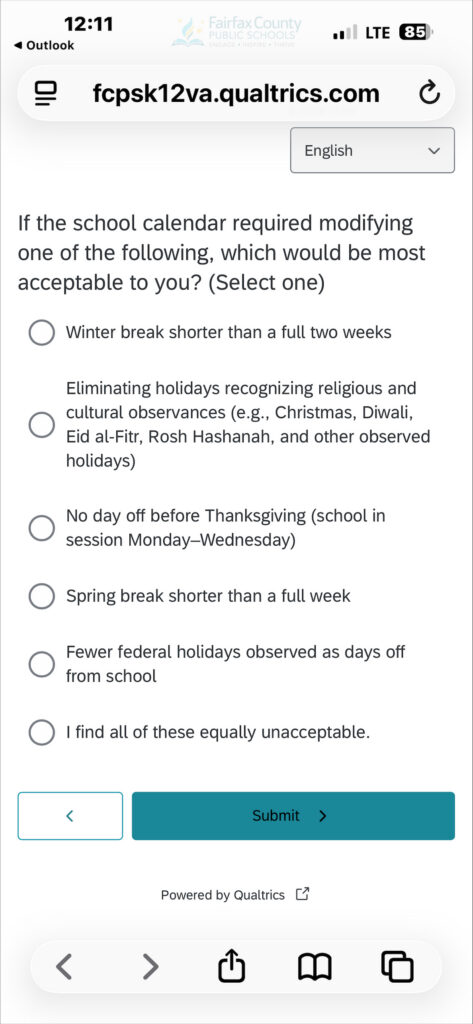 FCPS school calendar modification question