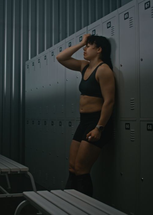 Woman in locker room