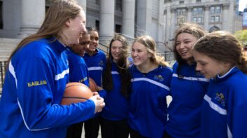 Mid Vermont Christian School basketball players