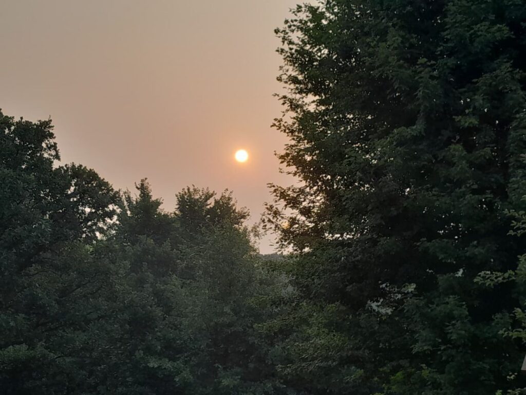 Wildfire smoke blocking out the sun
