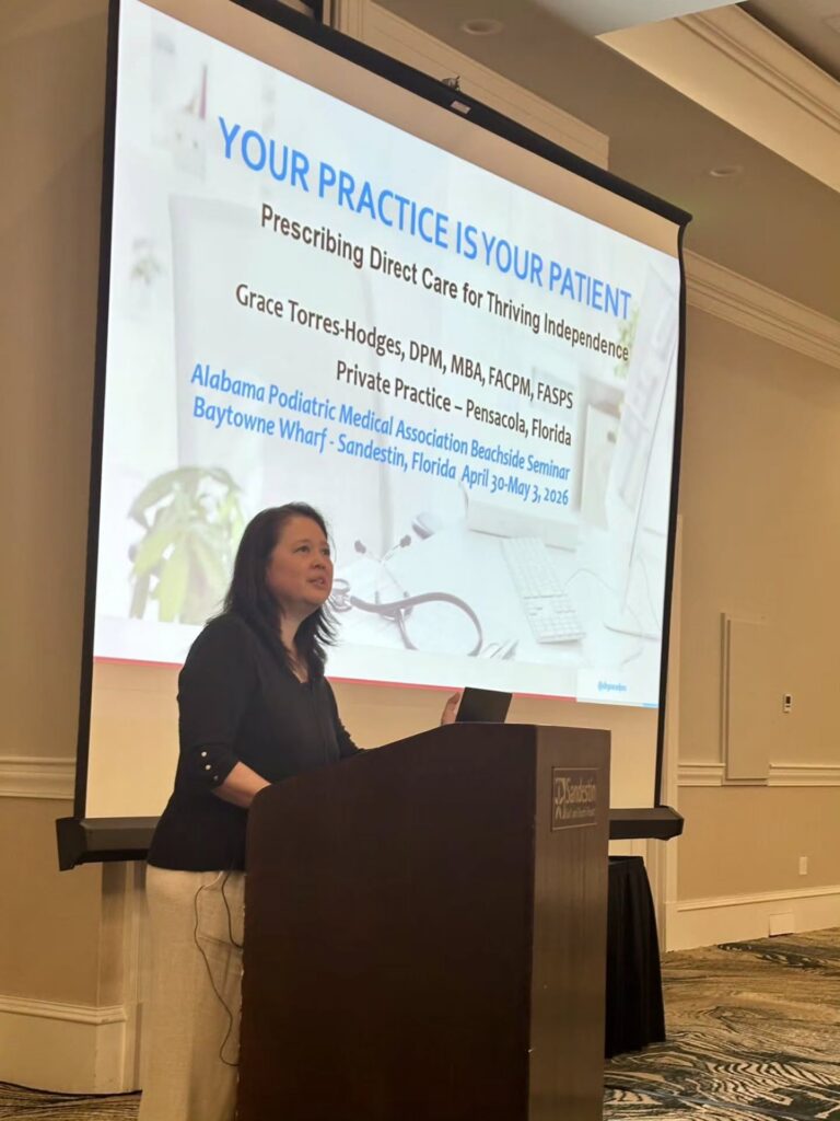 Dr. Torres-Hodges speaking at the Alabama Podiatric Medical Association