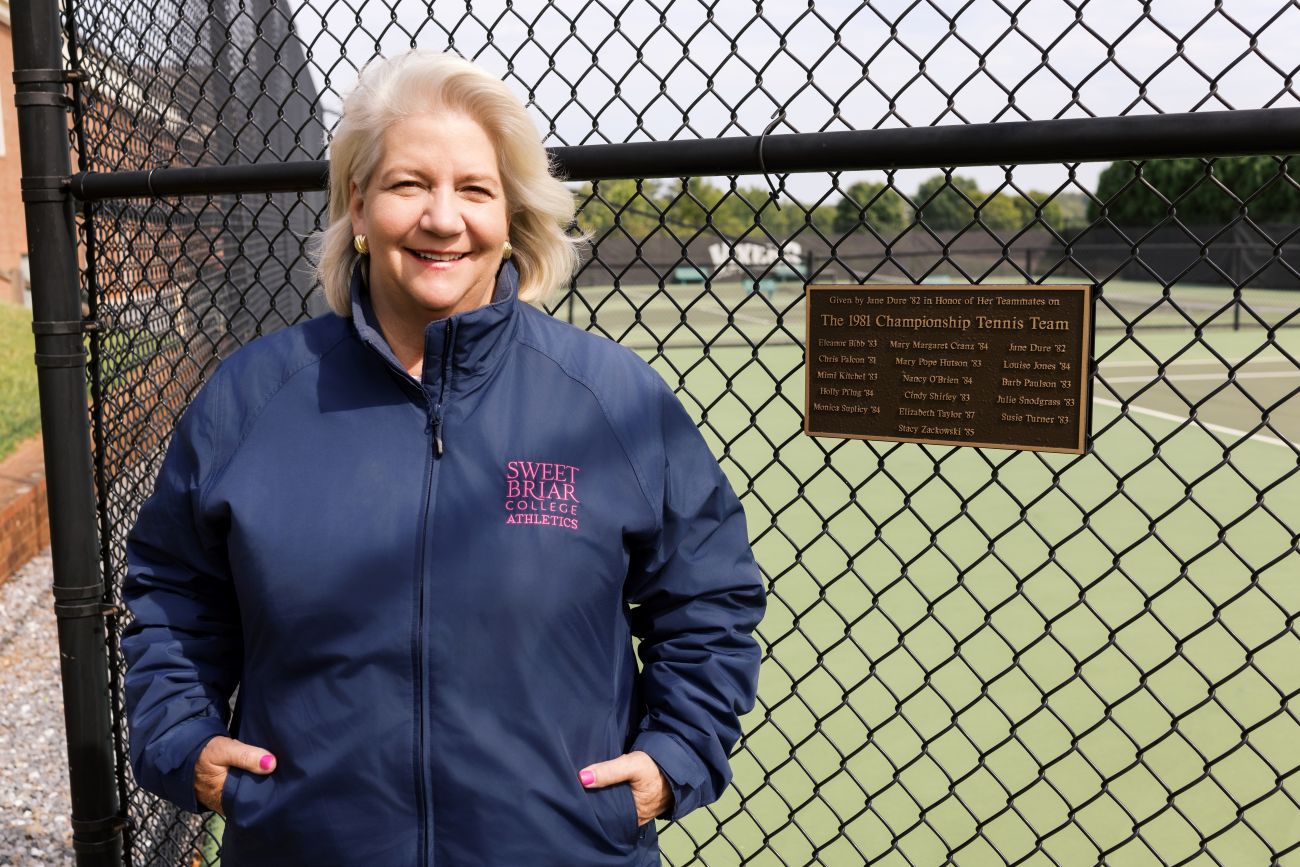 Mary Pope Hutson and the 1981 Tennis Championship plaque