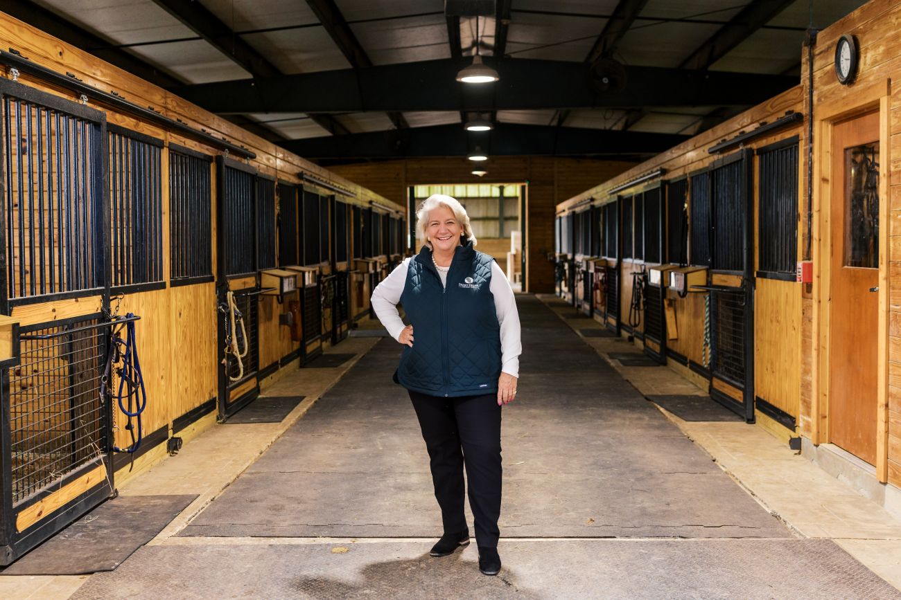 Mary Pope Hutson at Sweet Briar's stables