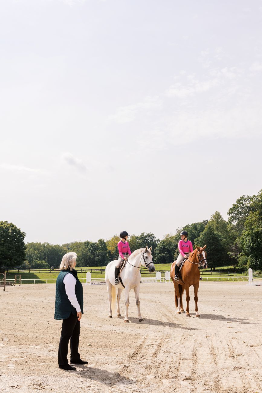 Mary Pope Hutson with equestrian students