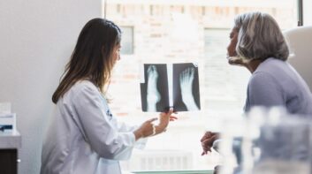 Podiatrist and patient