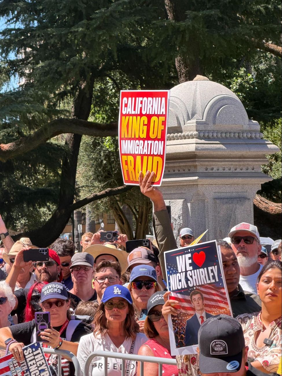Crowd rallying for Nick Shirley at California Capitol