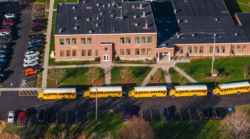 Public school with buses outside