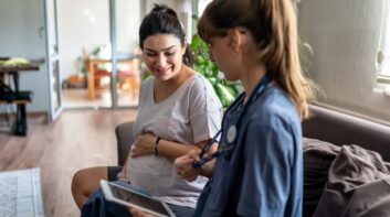 Pregnant mother at the doctor's office